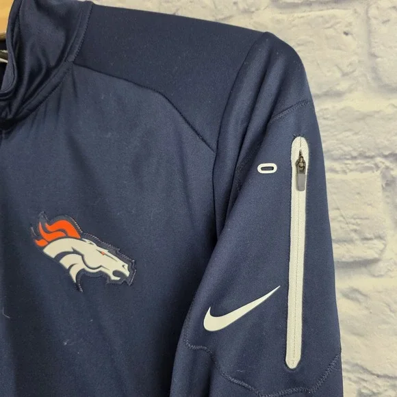 Nike Denver Broncos Men Jacket Blue Navy Full Zip Solid NFL Track‎ Dri Fit Large - Picture 4 of 8